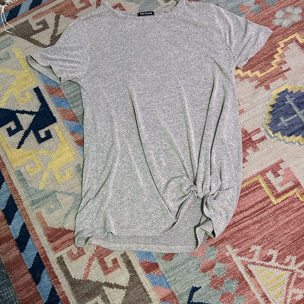 Pink Clover Beige Knot Front Tee